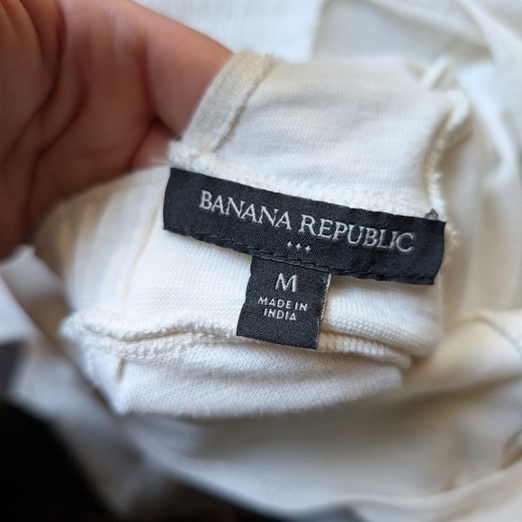 Banana Republic Cream Ruffle Sleeve Blouse Cotton Medium - Picture 7 of 7